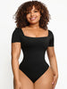 Square-Neck Short-Sleeve Slimming Bodysuit