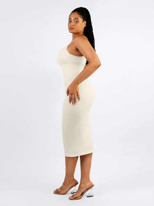 Seamless Spaghetti Strap Shaping Midi Dress