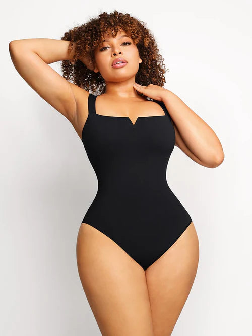 Square-Neck Snap-In Slimming Bodysuit