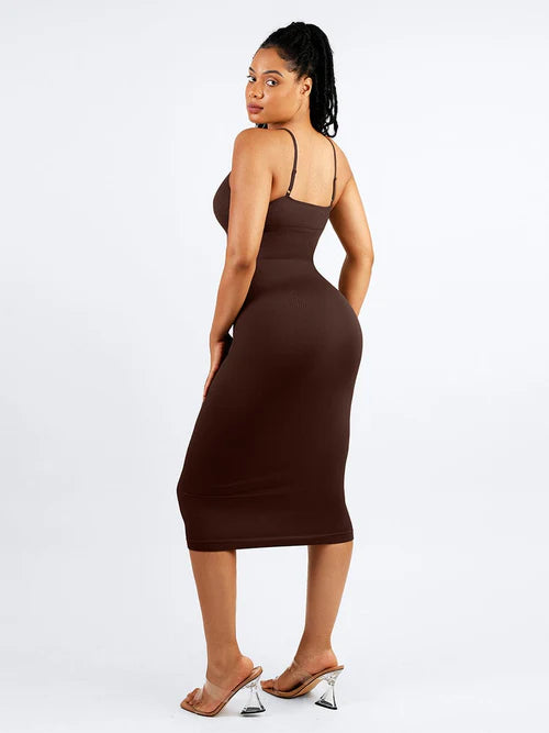 Seamless Spaghetti Strap Shaping Midi Dress