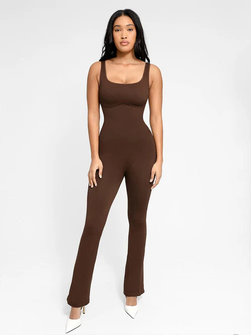 Seamless Square-Neck Flared Jumpsuit